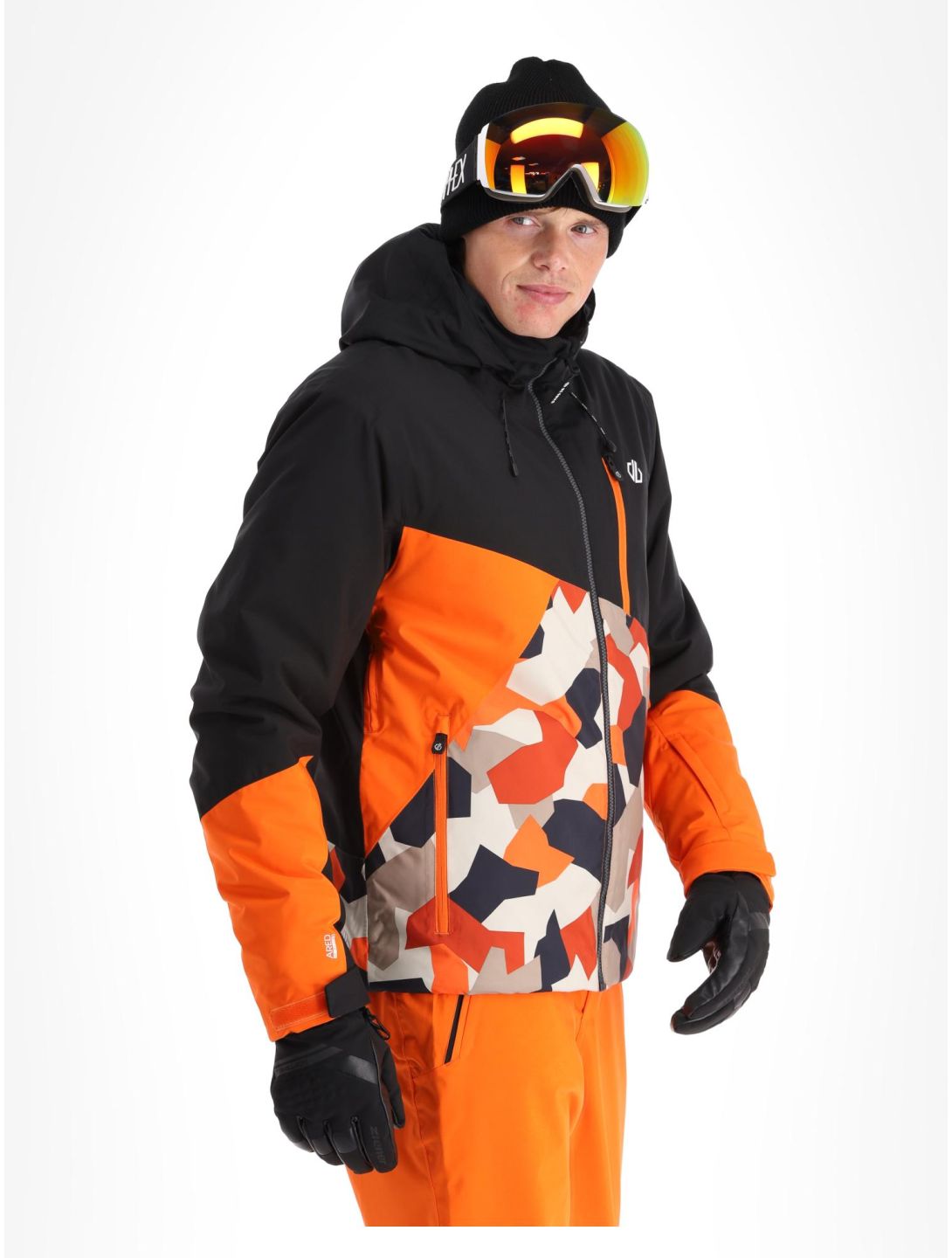 Dare2b, Baseplate veste de ski hommes Black / Puffins Orange Geo Camo Print noir, orange 