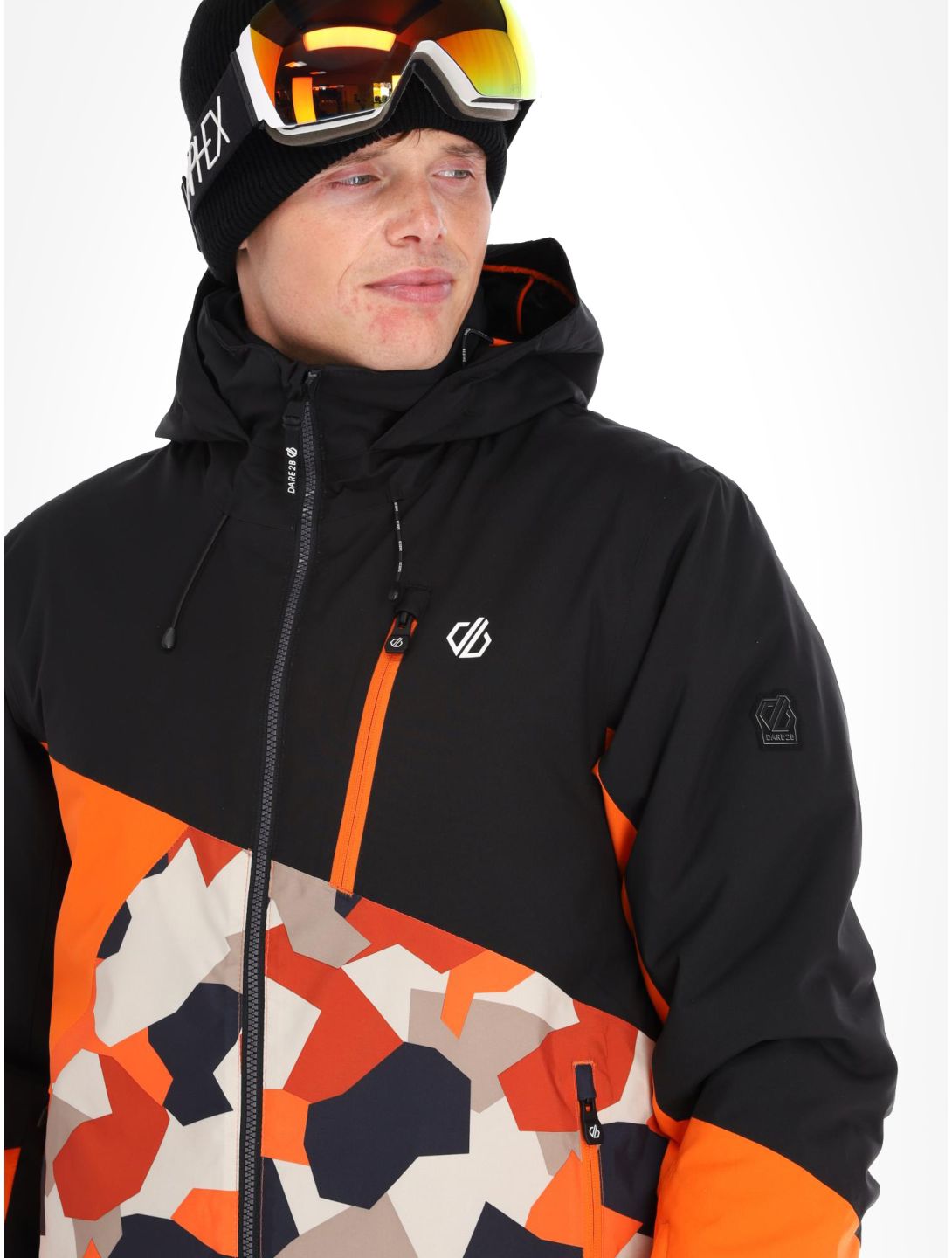 Dare2b, Baseplate veste de ski hommes Black / Puffins Orange Geo Camo Print noir, orange 