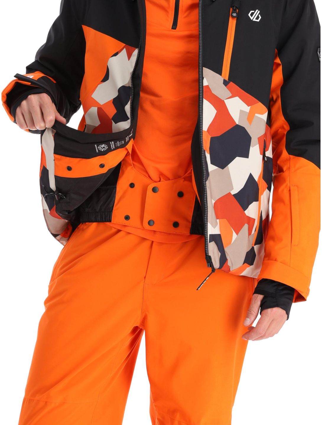 Dare2b, Baseplate veste de ski hommes Black / Puffins Orange Geo Camo Print noir, orange 