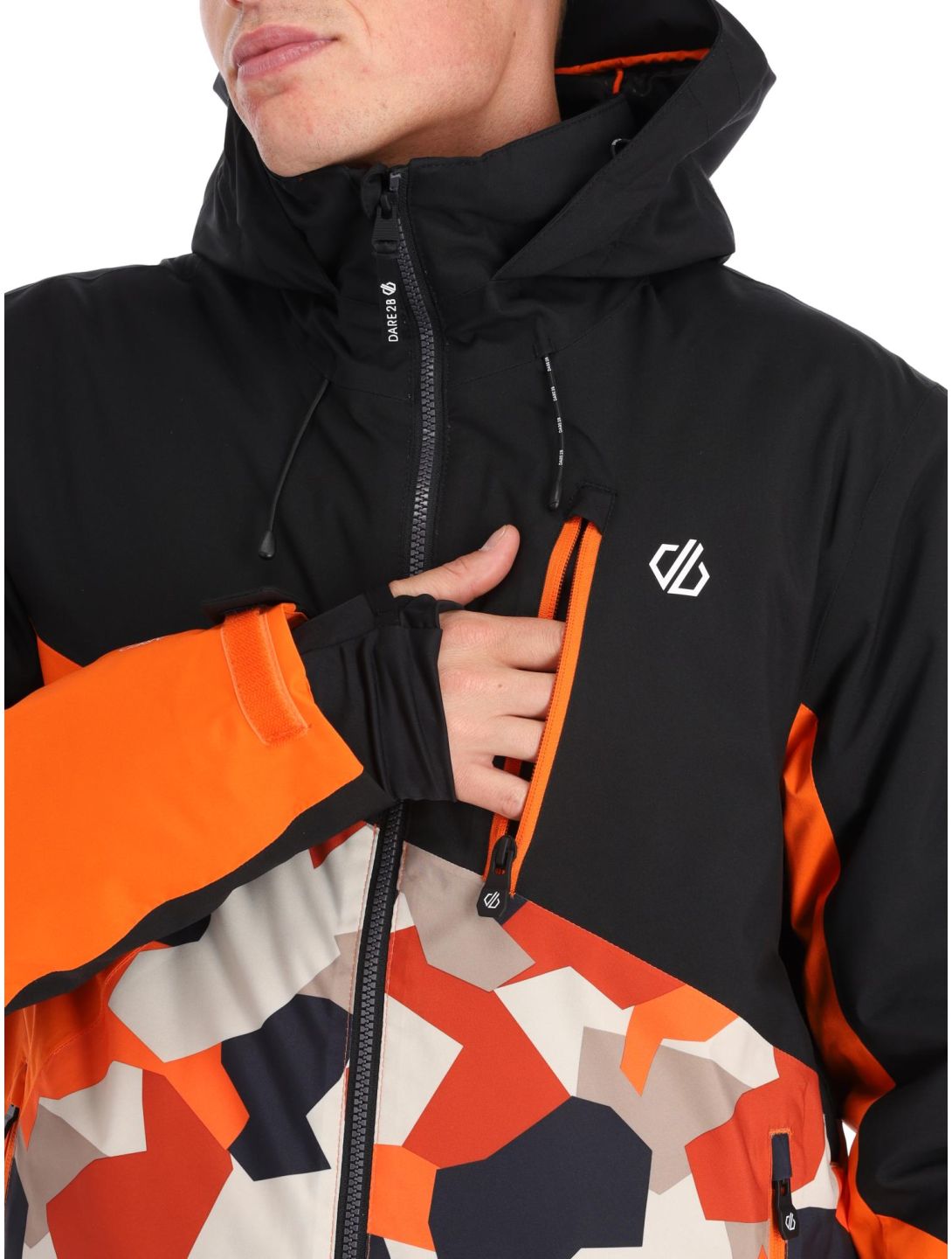 Dare2b, Baseplate veste de ski hommes Black / Puffins Orange Geo Camo Print noir, orange 