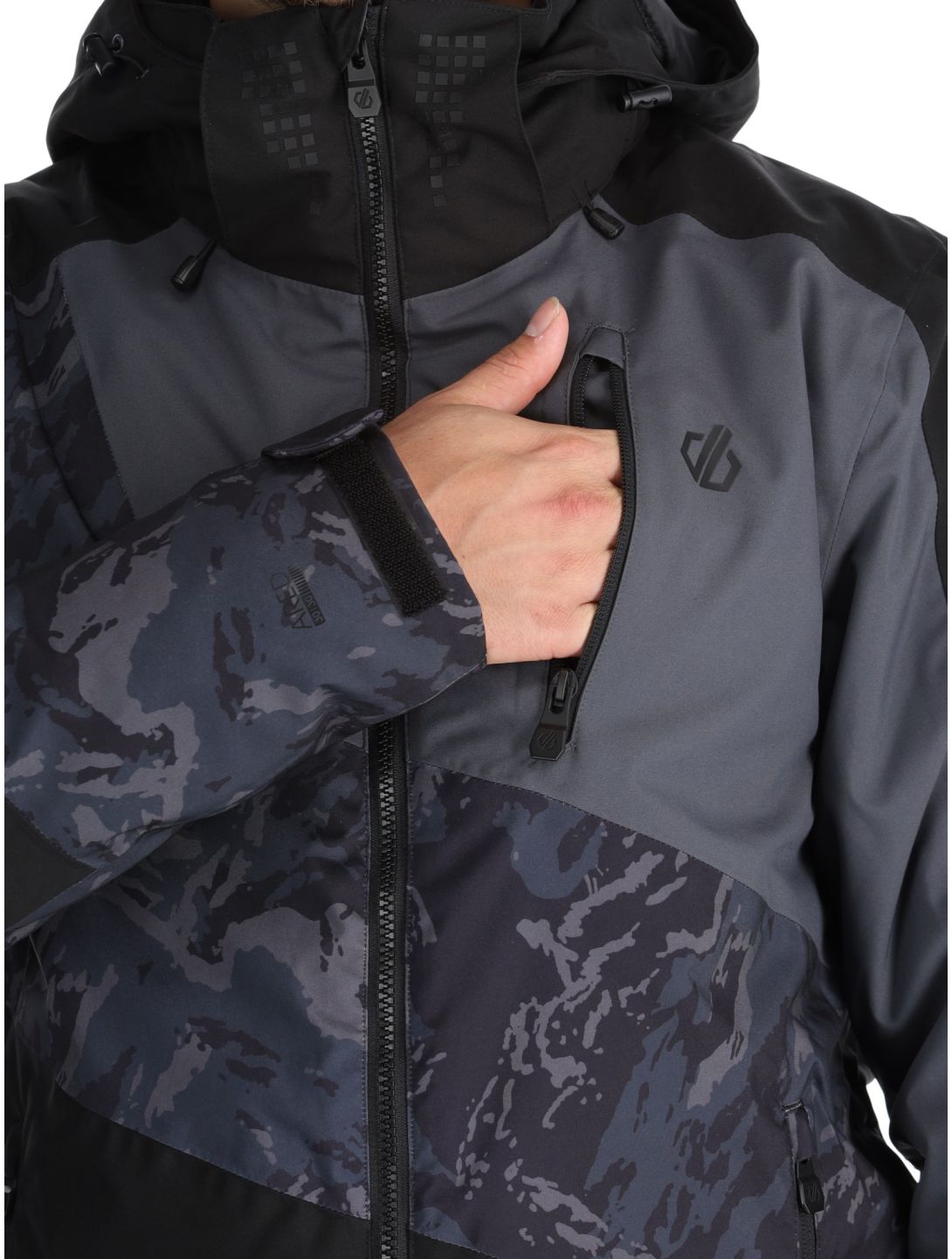 Dare2b, Baseplate II veste de ski hommes Black / Ebony Grey Mountain Print gris, noir 