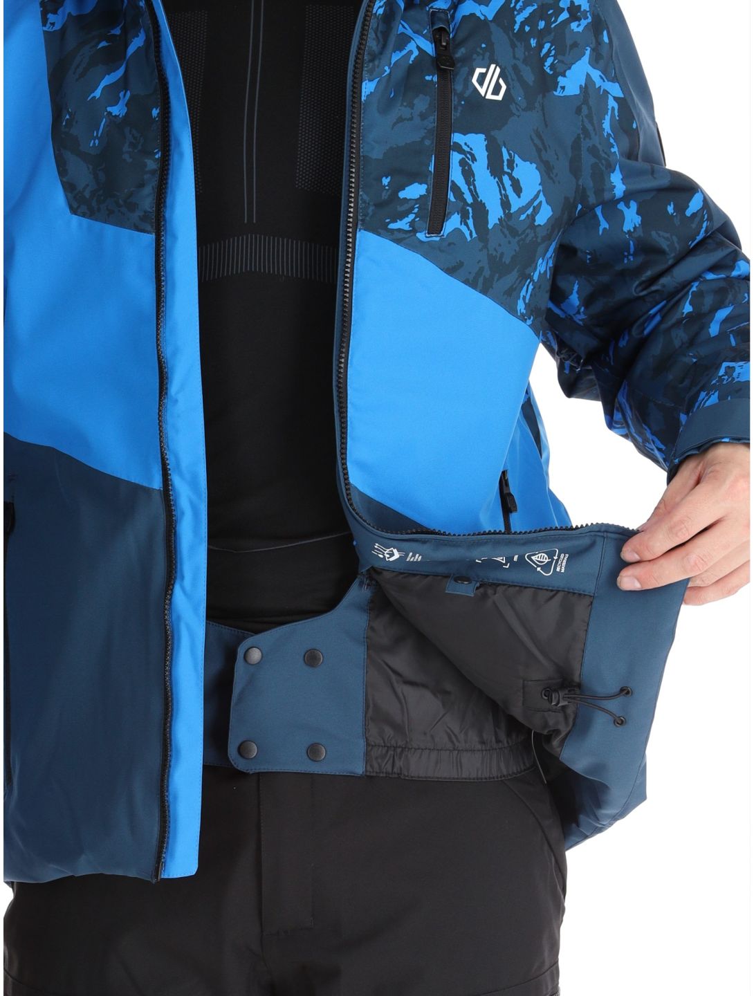 Dare2b, Baseplate II veste de ski hommes Moonlight Denim / Athletic Blue Mountain Print bleu 