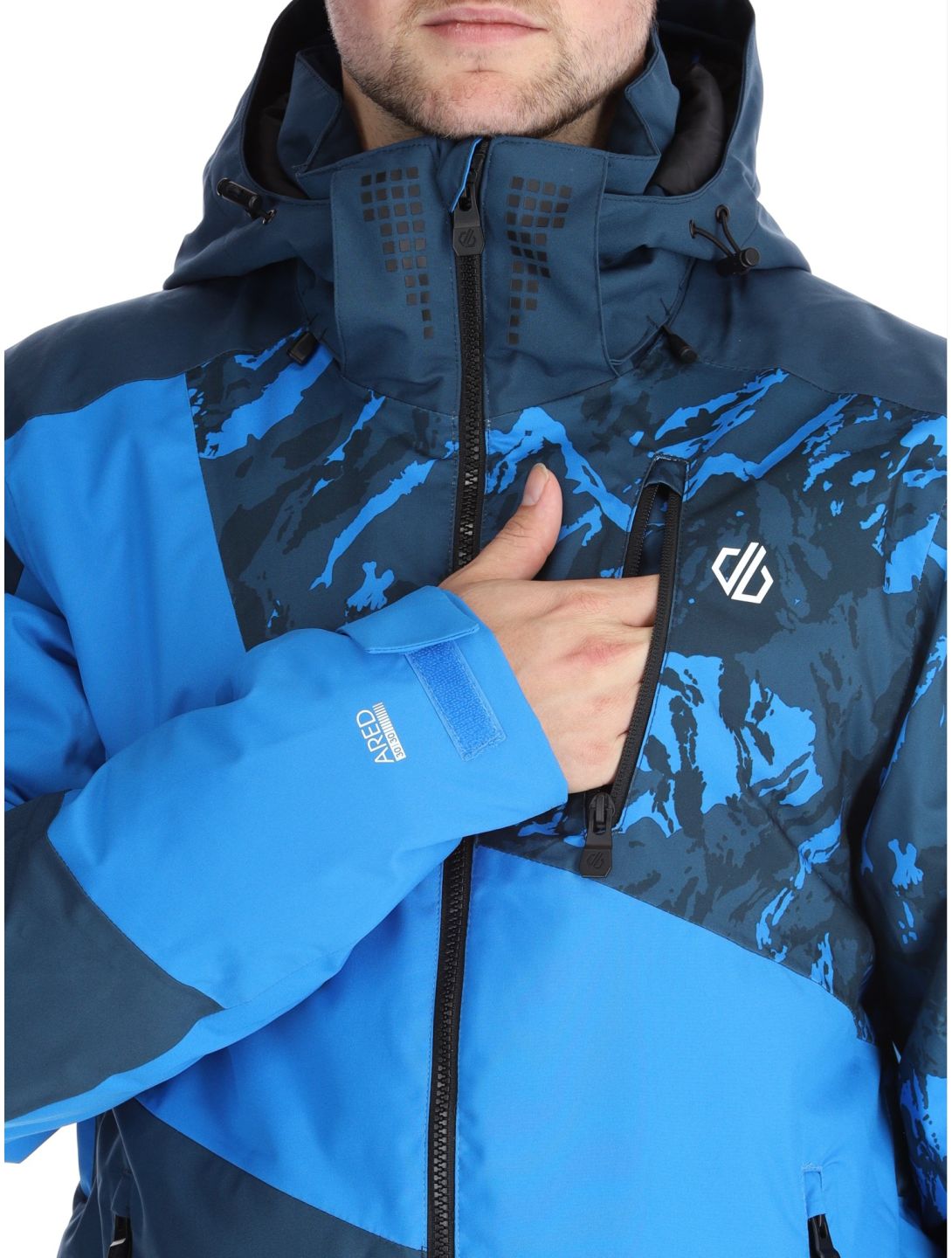 Dare2b, Baseplate II veste de ski hommes Moonlight Denim / Athletic Blue Mountain Print bleu 