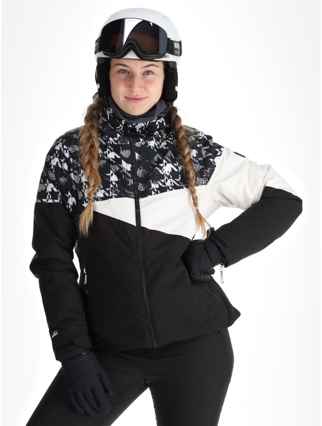 Dare2b, Ice III veste de ski femmes Black Distressed Dogtooth Print blanc, noir 