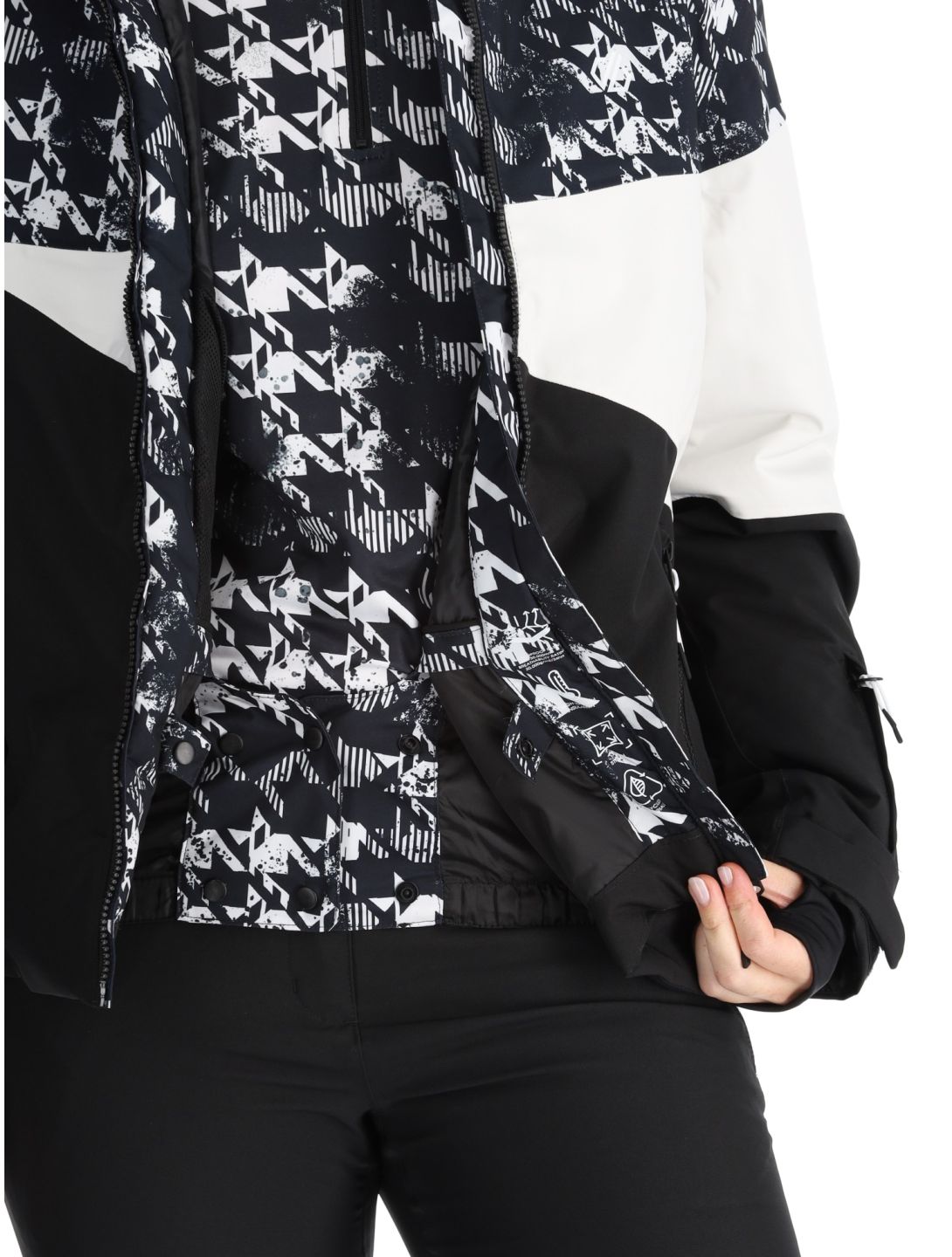 Dare2b, Ice III veste de ski femmes Black Distressed Dogtooth Print blanc, noir 