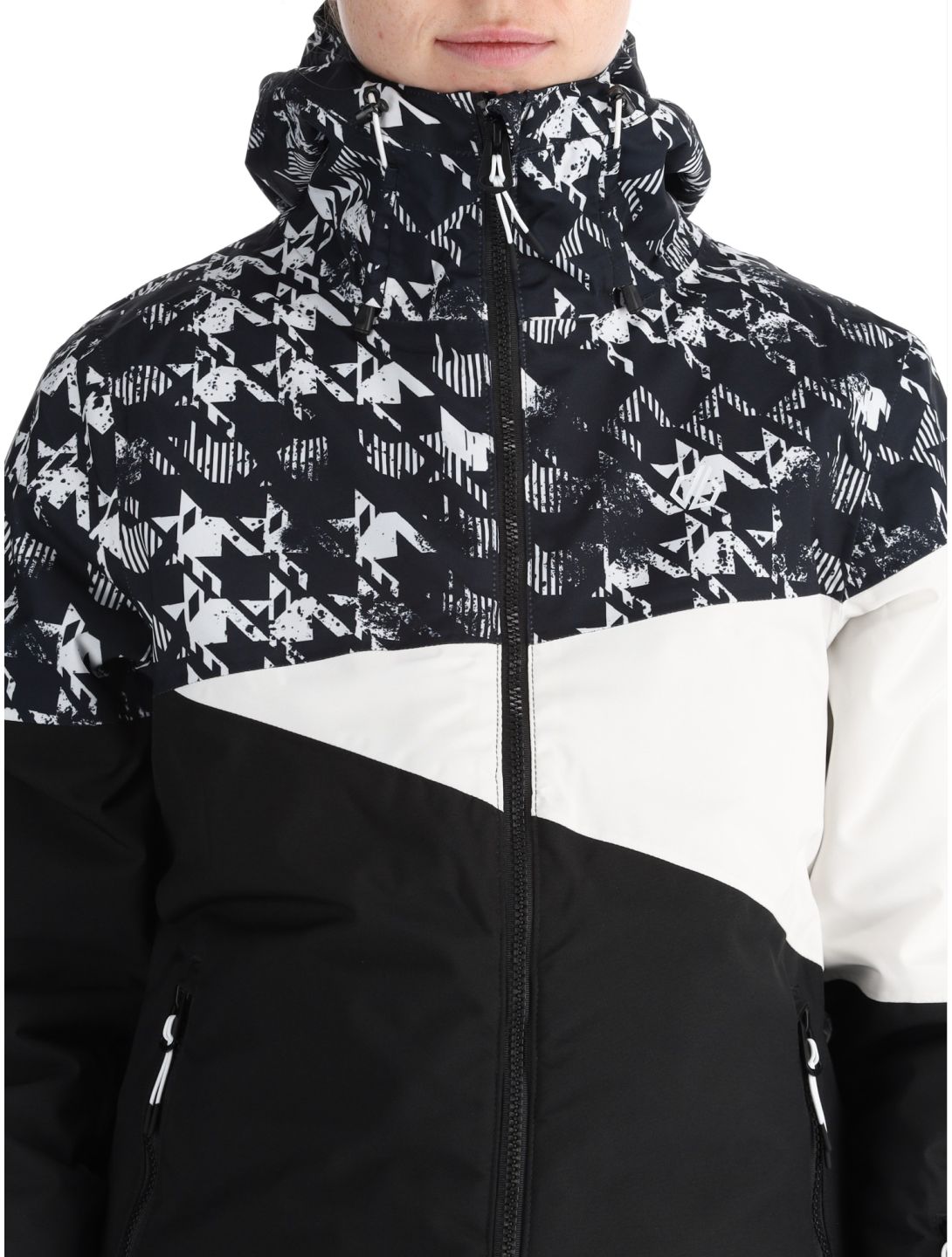 Dare2b, Ice III veste de ski femmes Black Distressed Dogtooth Print blanc, noir 