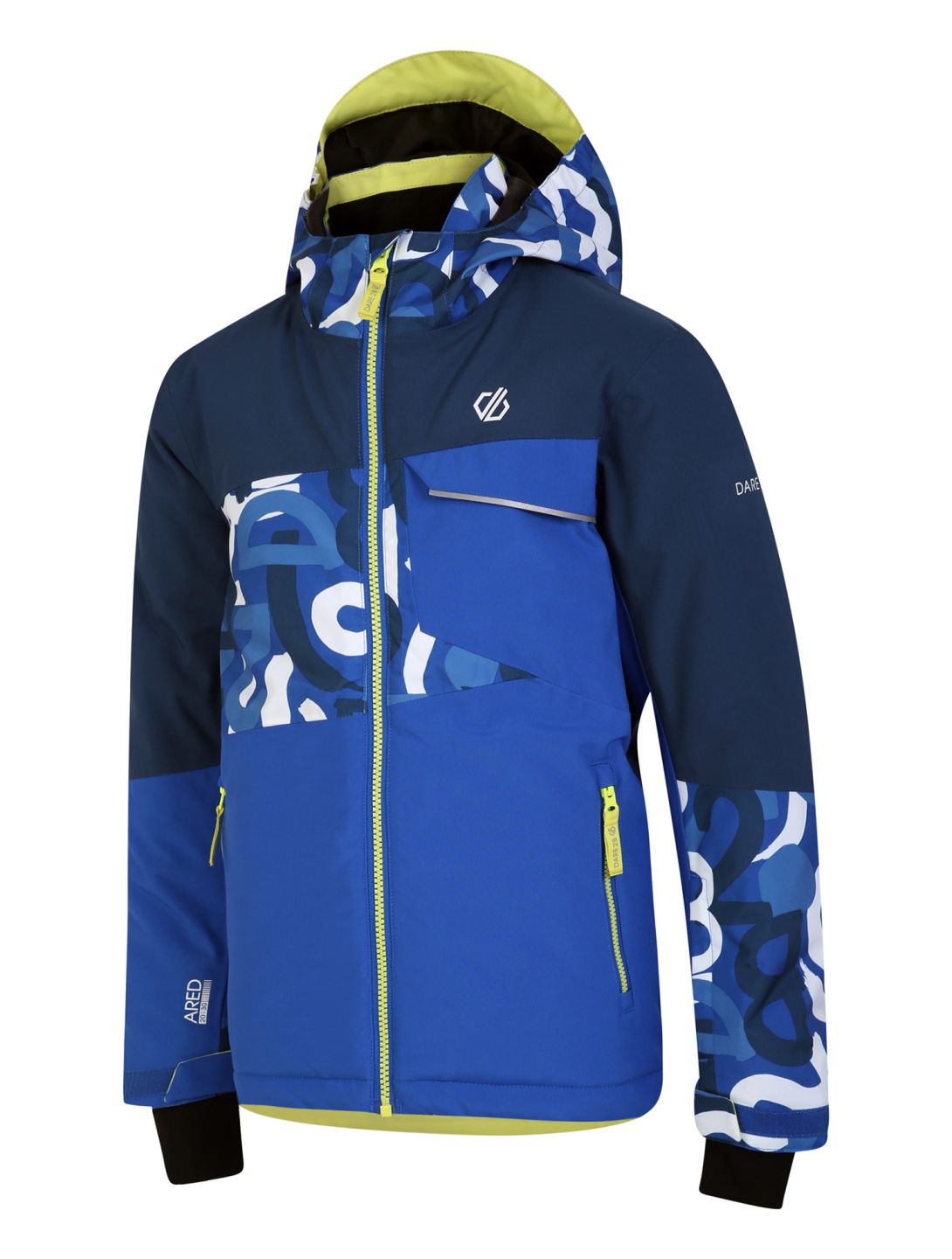 Dare2b, Traverse veste de ski enfants Olympian Blue Graffiti Print / Moonlight Denim bleu 