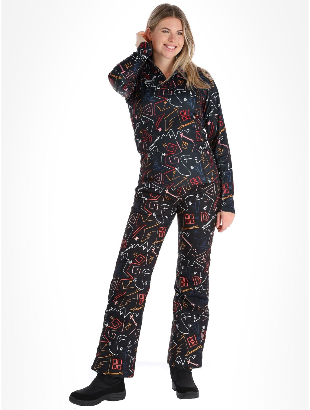 Degre7, Veyrand Print pull de ski femmes Black noir 