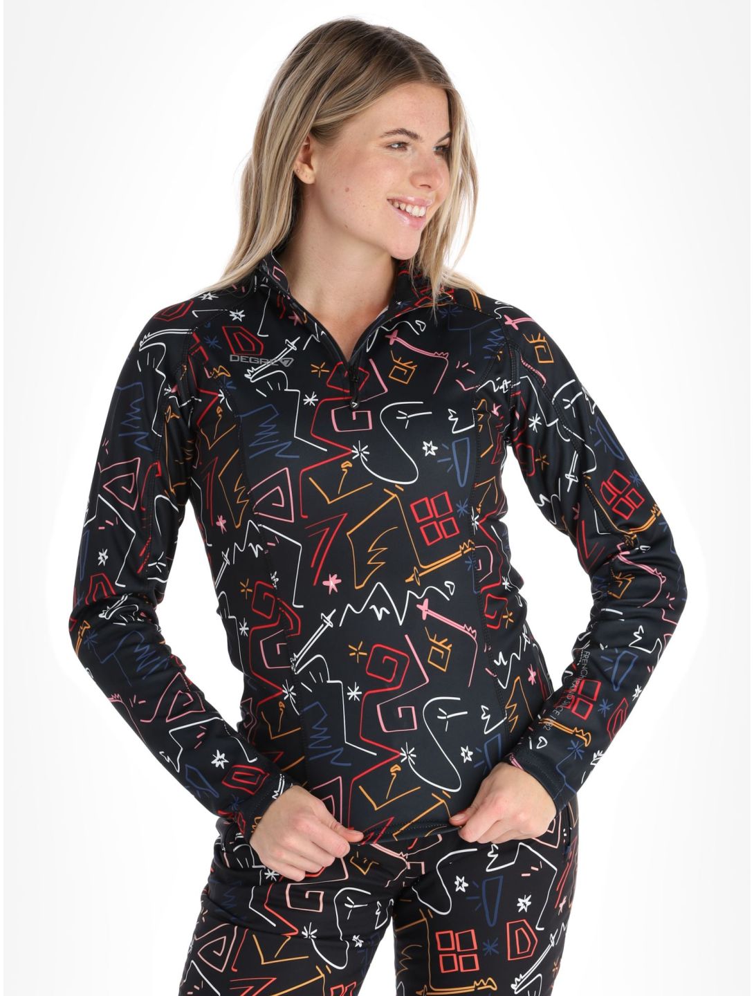 Degre7, Veyrand Print pull de ski femmes Black noir 