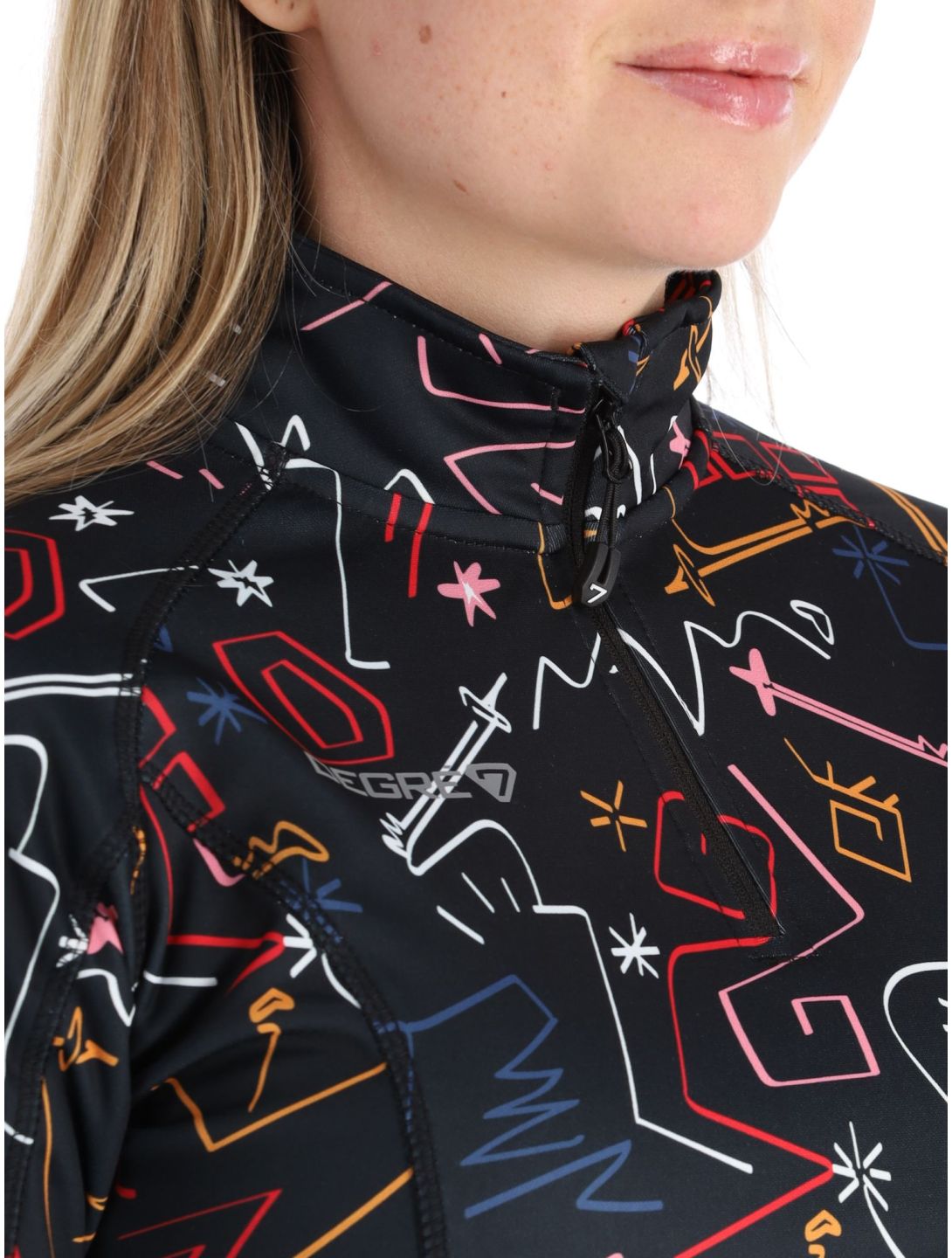 Degre7, Veyrand Print pull de ski femmes Black noir 