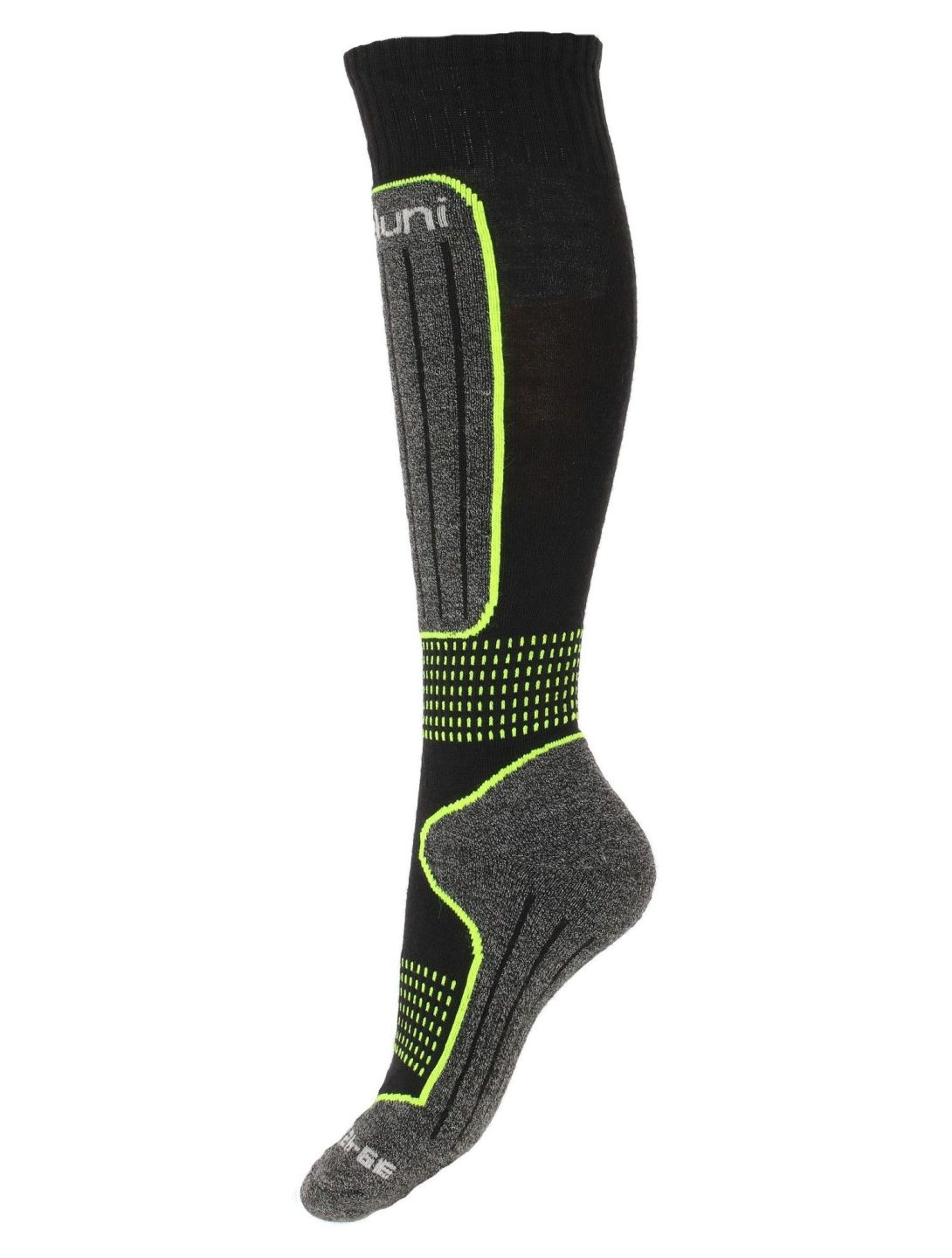 Deluni, Luca chaussettes de ski enfants Black With Neon Green Lines noir, vert 