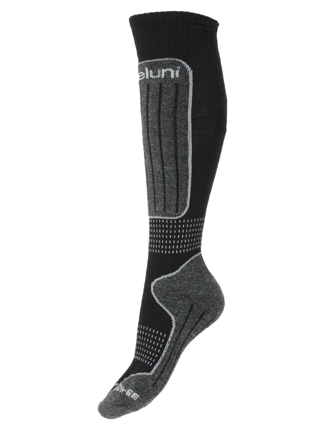 Deluni, Gaia chaussettes de ski unisexe Black With Grey Lines gris, noir 