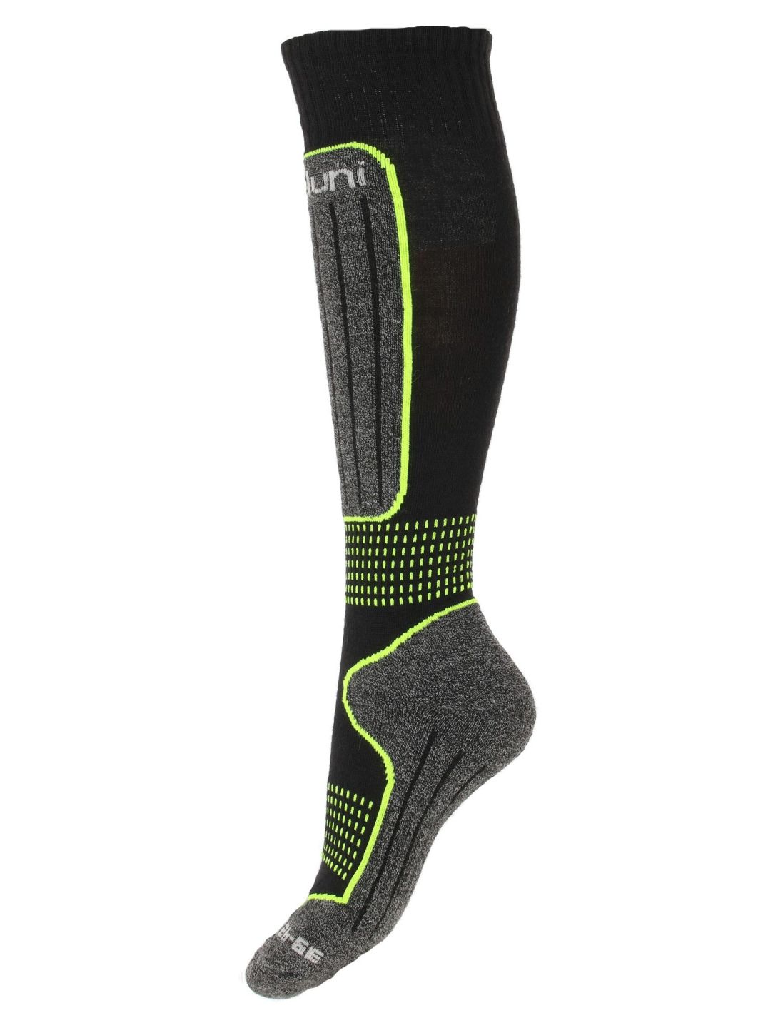 Deluni, Gaia 3 pair chaussettes de ski 3 paire unisexe Black With Neon Green Lines noir, vert 