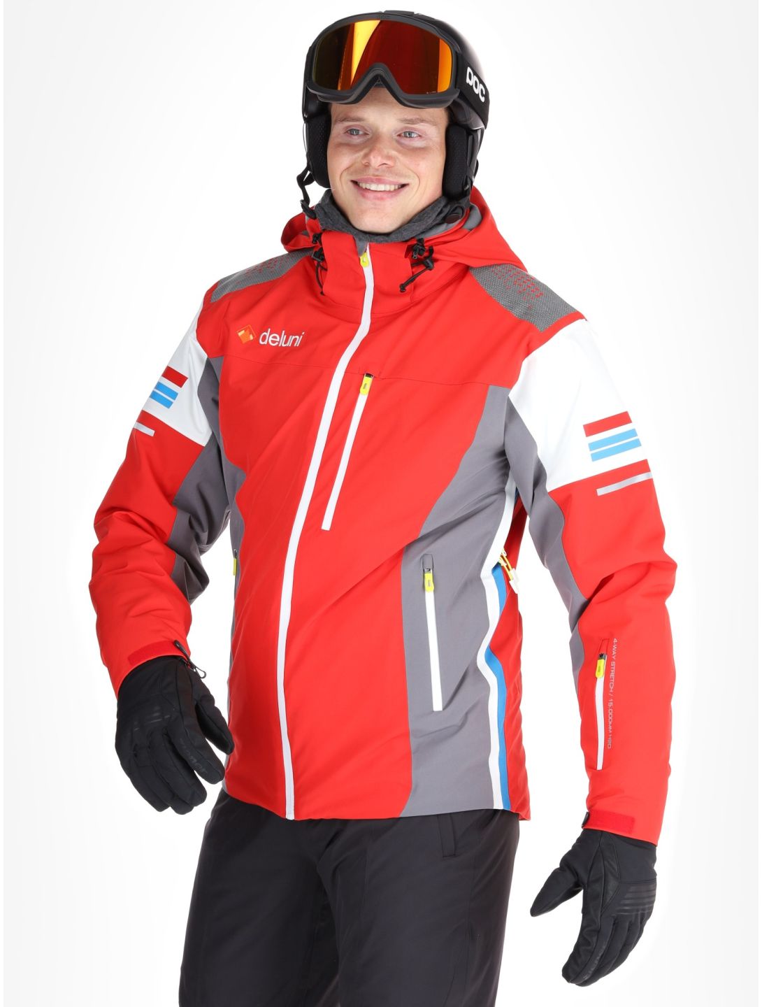 Deluni, Challenger 4 veste de ski hommes Red / Anthracite gris, rouge 