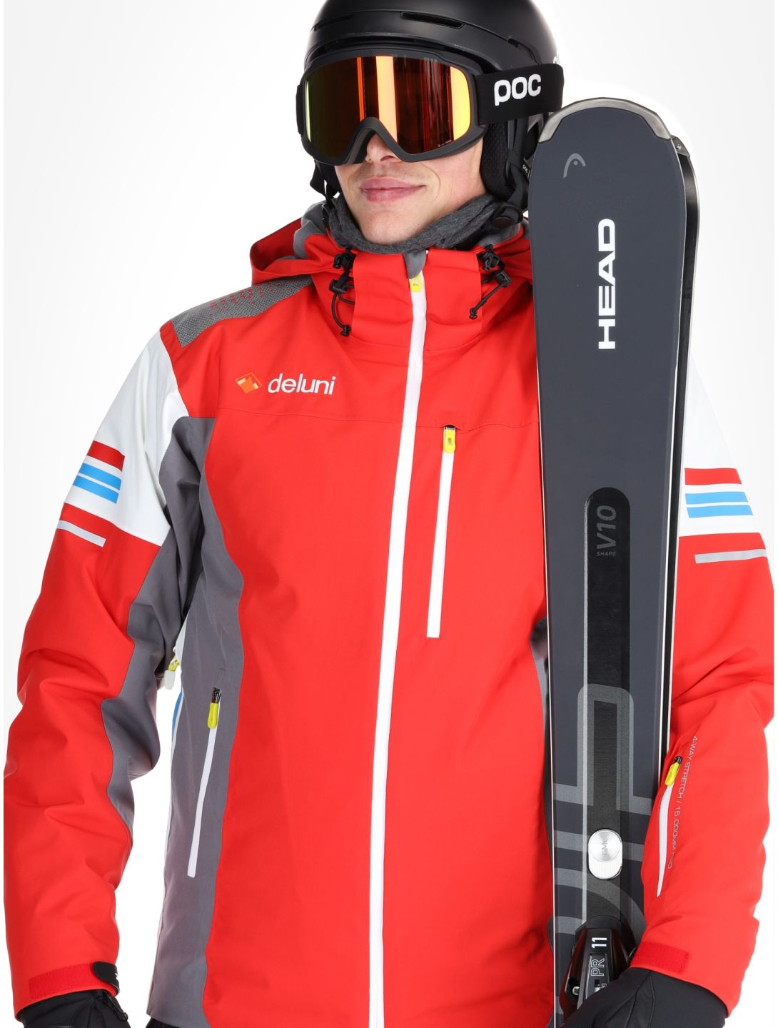 Deluni, Challenger 4 veste de ski hommes Red / Anthracite gris, rouge 