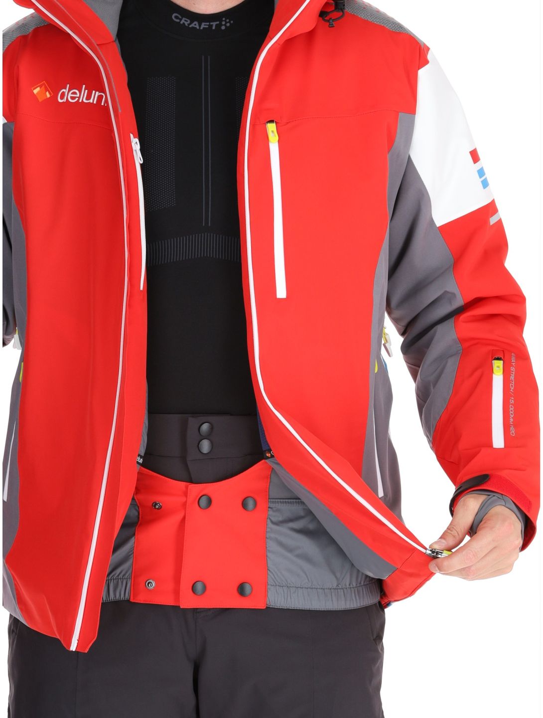 Deluni, Challenger 4 veste de ski hommes Red / Anthracite gris, rouge 