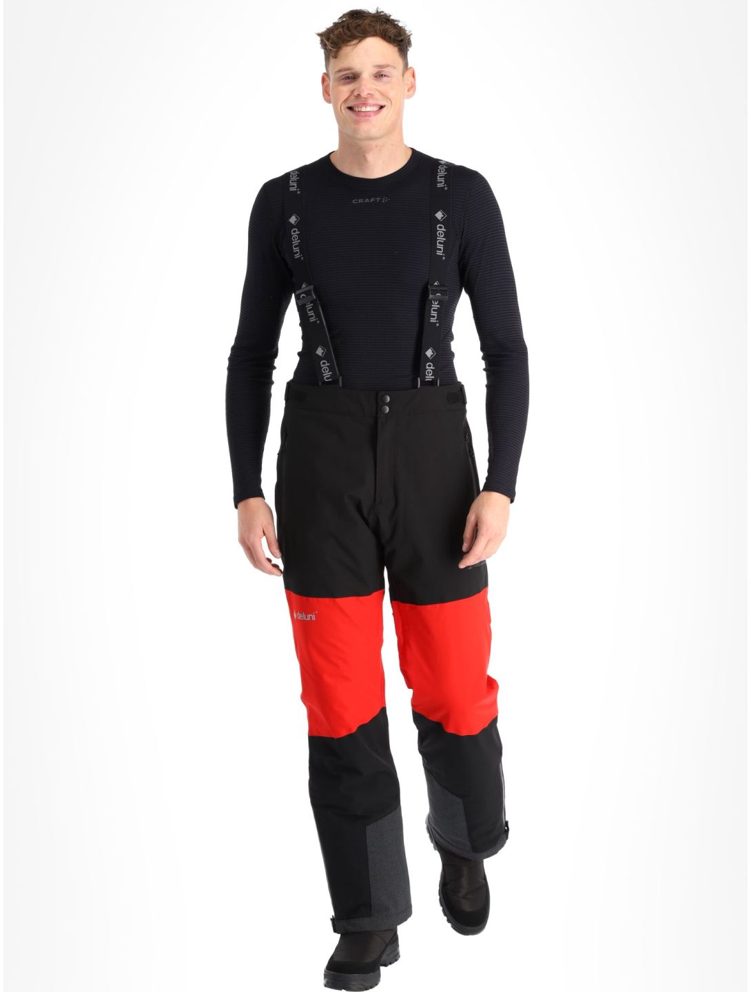 Deluni, Icerocker Pro pantalon de ski hommes Black / Red noir, rouge 