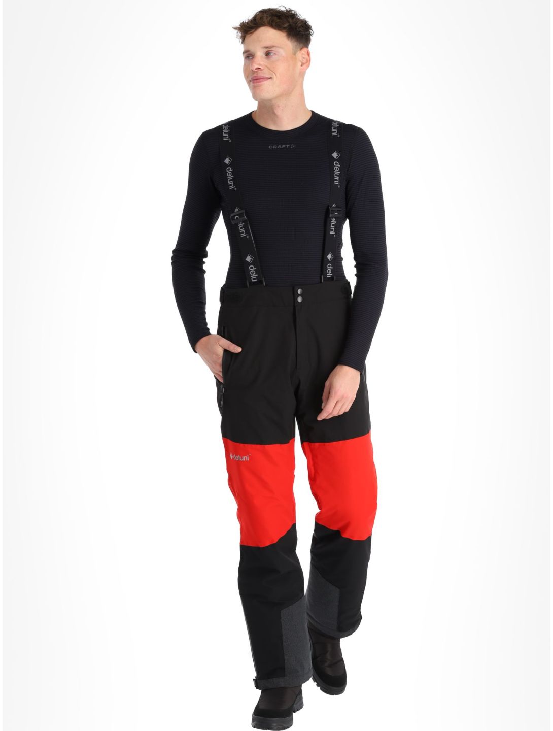 Deluni, Icerocker Pro pantalon de ski hommes Black / Red noir, rouge 