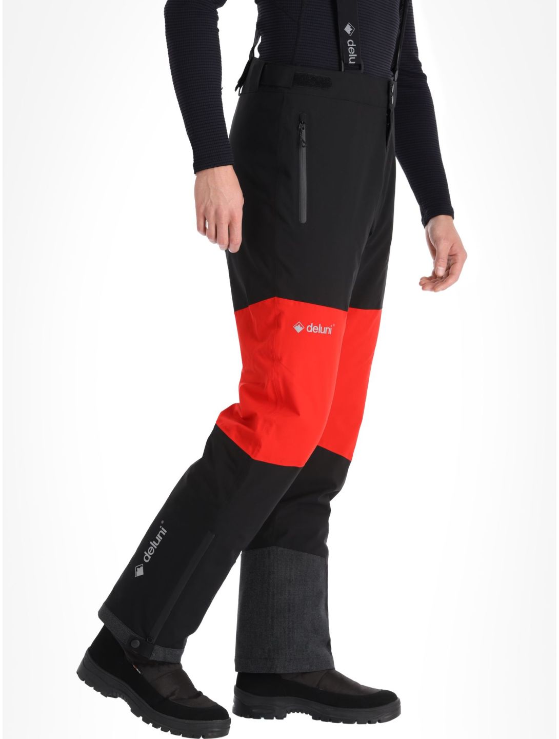 Deluni, Icerocker Pro pantalon de ski hommes Black / Red noir, rouge 