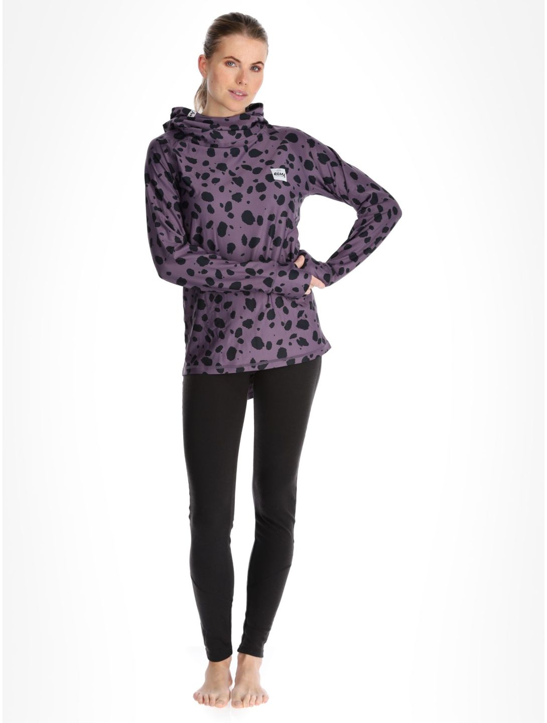 Eivy, Icecold Hood chemise thermo femmes Purple Cheetah noir, violet 