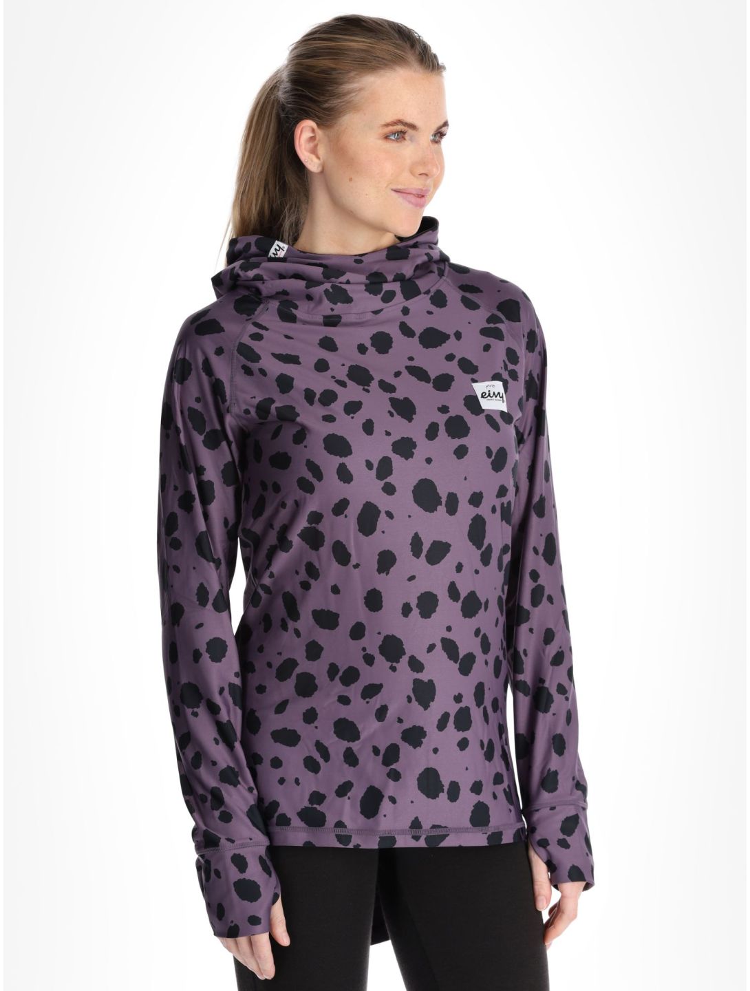 Eivy, Icecold Hood chemise thermo femmes Purple Cheetah noir, violet 