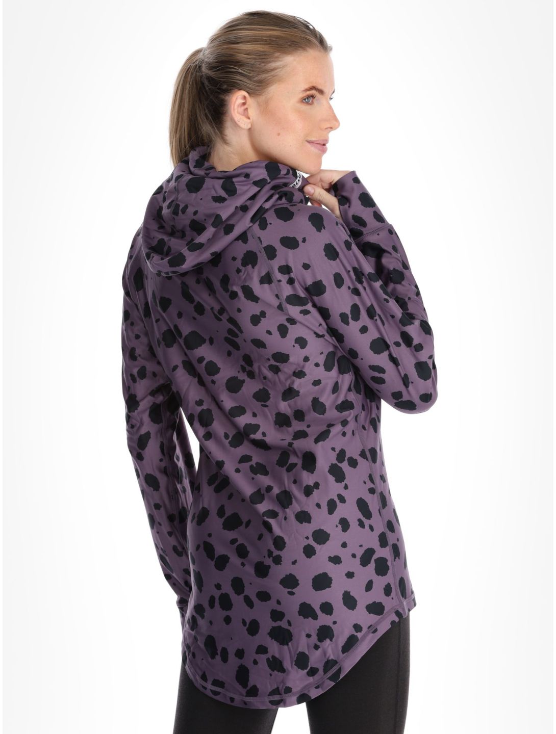 Eivy, Icecold Hood chemise thermo femmes Purple Cheetah noir, violet 