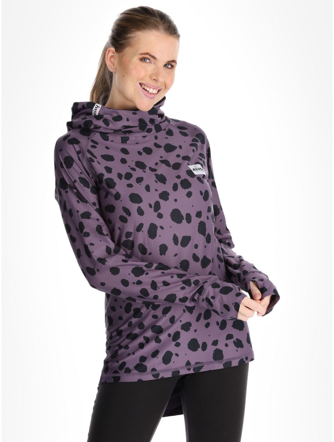 Eivy, Icecold Hood chemise thermo femmes Purple Cheetah noir, violet 