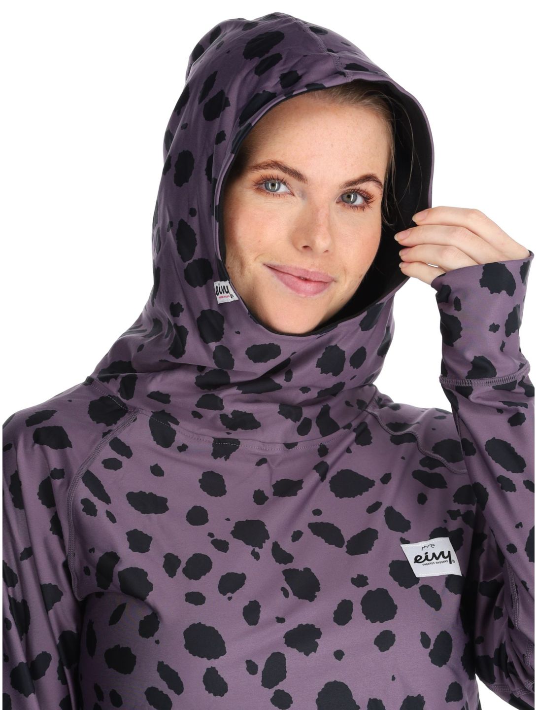 Eivy, Icecold Hood chemise thermo femmes Purple Cheetah noir, violet 