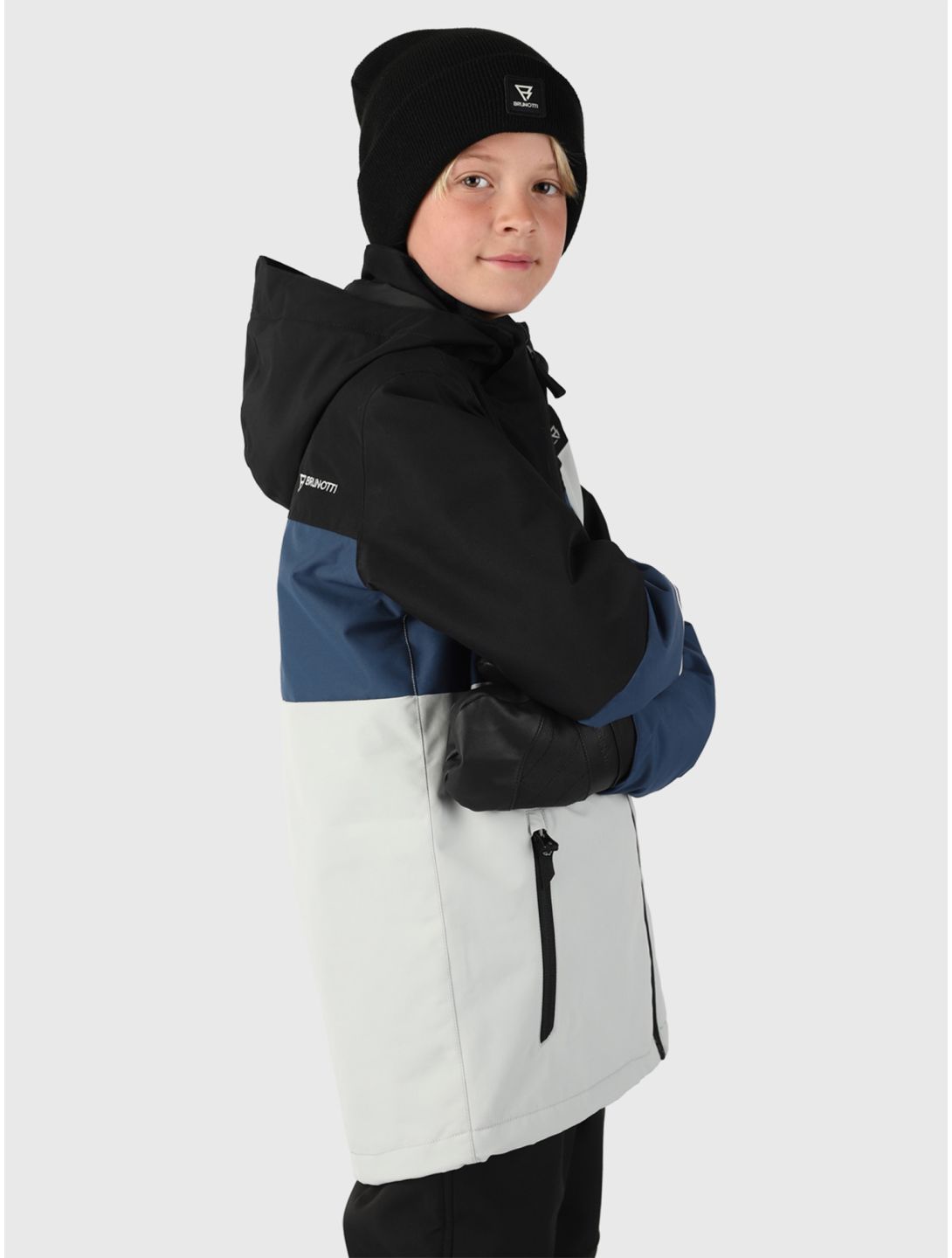 Brunotti, Flynnery veste de ski enfants Stone Grey bleu, gris, noir 