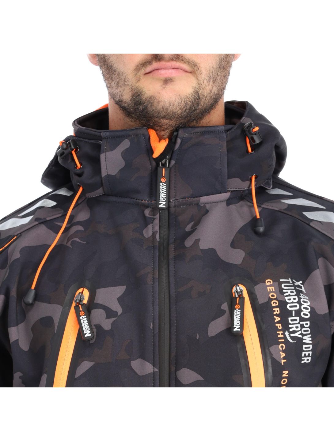 Geographical Norway, Torry Men Camo 007 veste de ski softshell hommes noir, orange 