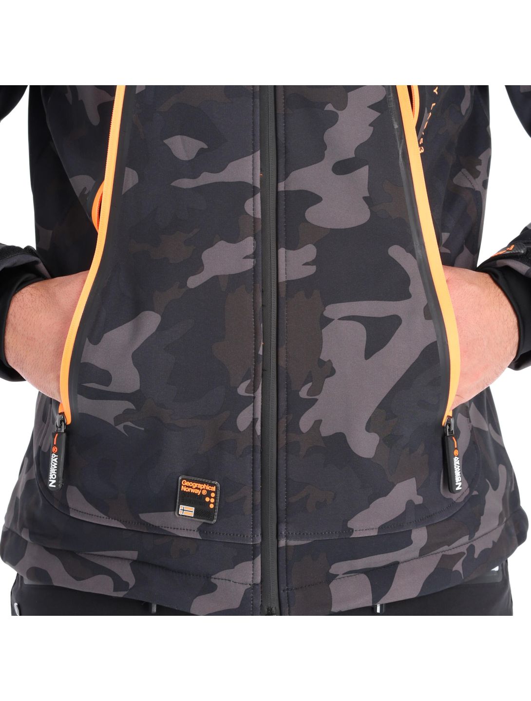 Geographical Norway, Torry Men Camo 007 veste de ski softshell hommes noir, orange 