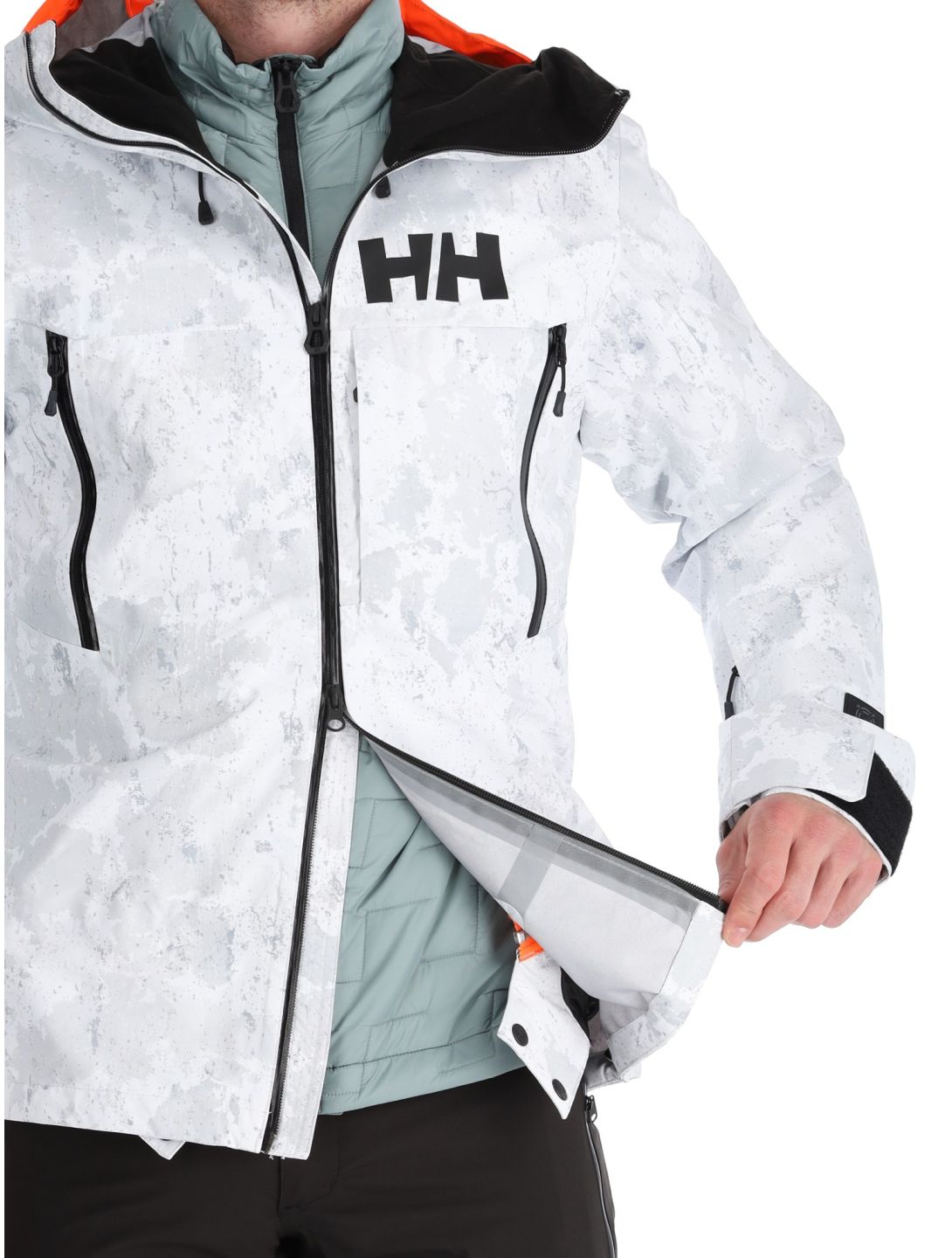 Helly Hansen, Sogn Shell 2.0 veste de ski à coque dure hommes Grey Fog Snow Camo AOP blanc, gris 