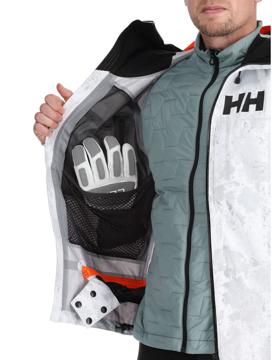 Helly Hansen, Sogn Shell 2.0 veste de ski à coque dure hommes Grey Fog Snow Camo AOP blanc, gris 