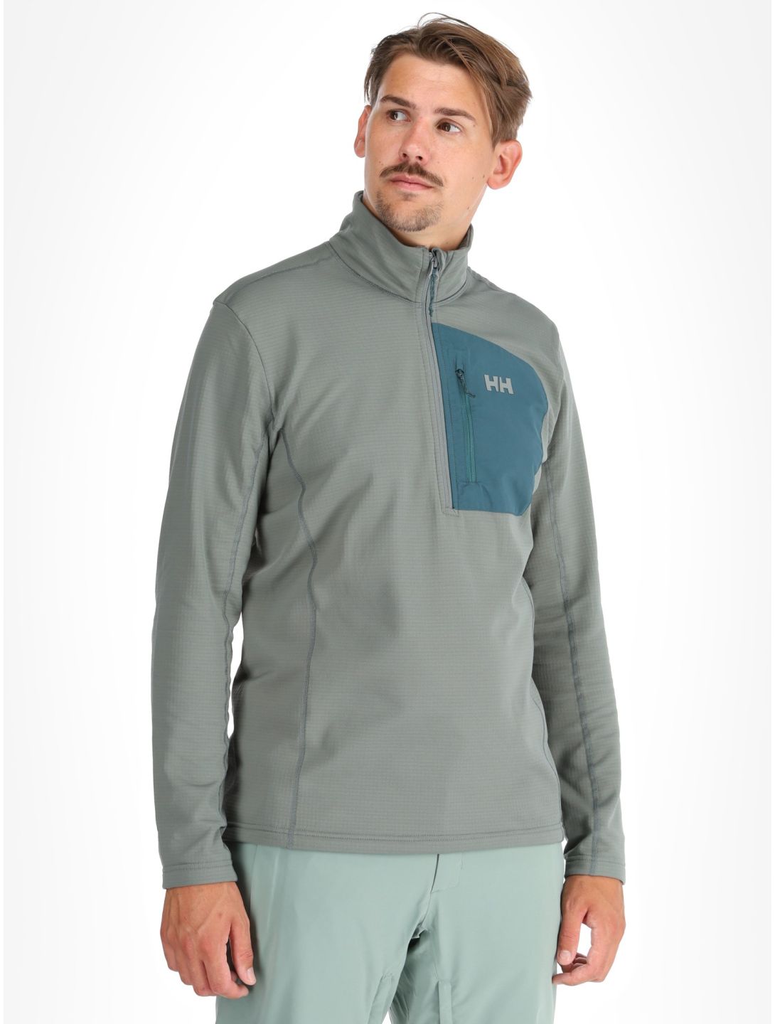 Helly Hansen, Versalite 1/2 Zip pull de ski hommes Grey Cactus gris, vert 