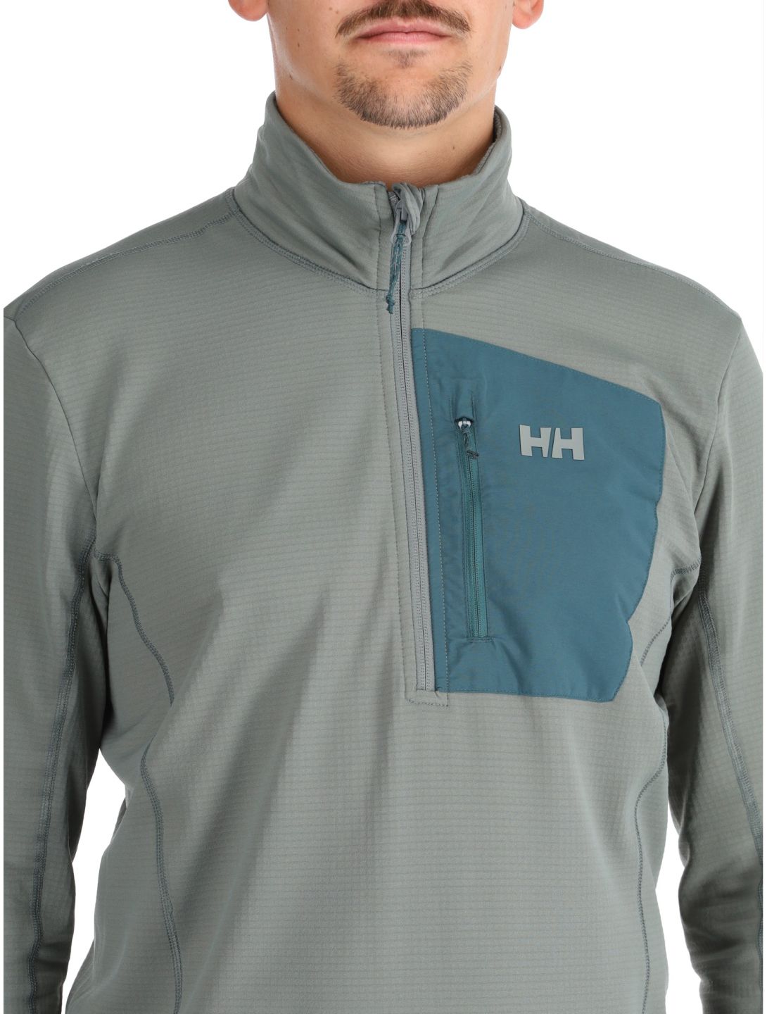 Helly Hansen, Versalite 1/2 Zip pull de ski hommes Grey Cactus gris, vert 