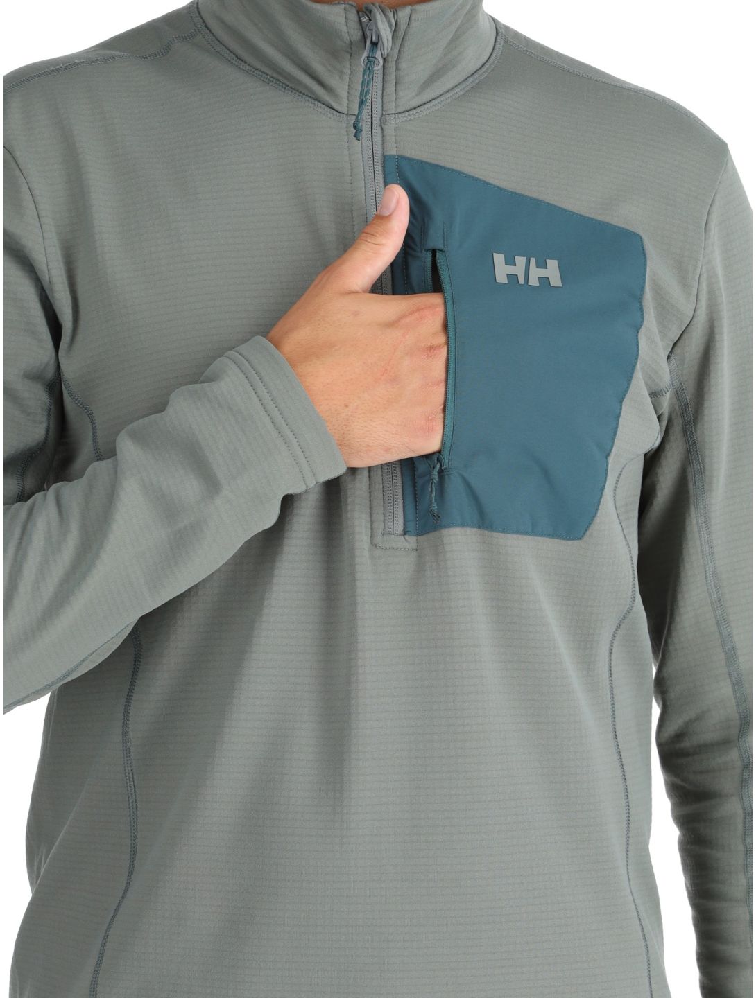 Helly Hansen, Versalite 1/2 Zip pull de ski hommes Grey Cactus gris, vert 