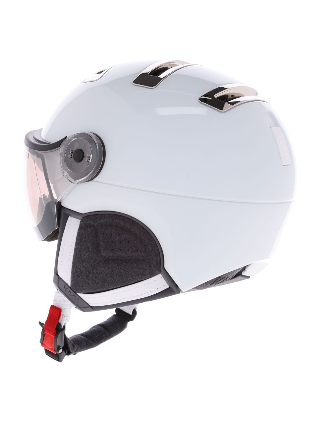 Kask, Piuma-R Chrome Visor casque de ski avec visière unisexe White/Silver argent, blanc 