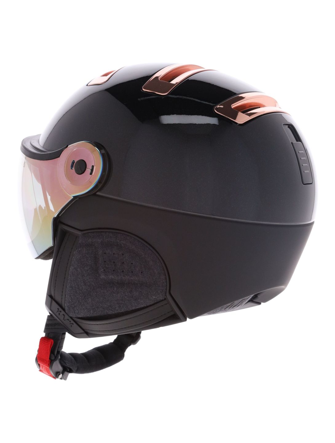 Kask, Piuma-R Chrome Visor casque de ski avec visière unisexe Black/Pink Gold blanc, rose 