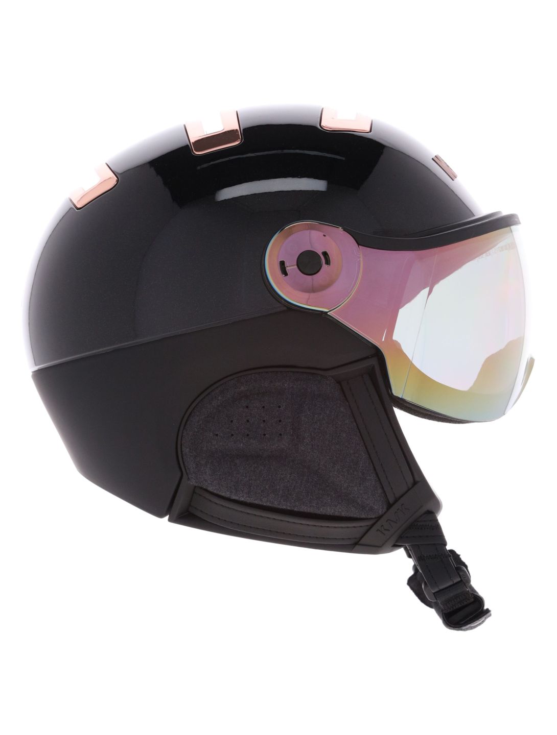 Kask, Piuma-R Chrome Visor casque de ski avec visière unisexe Black/Pink Gold blanc, rose 