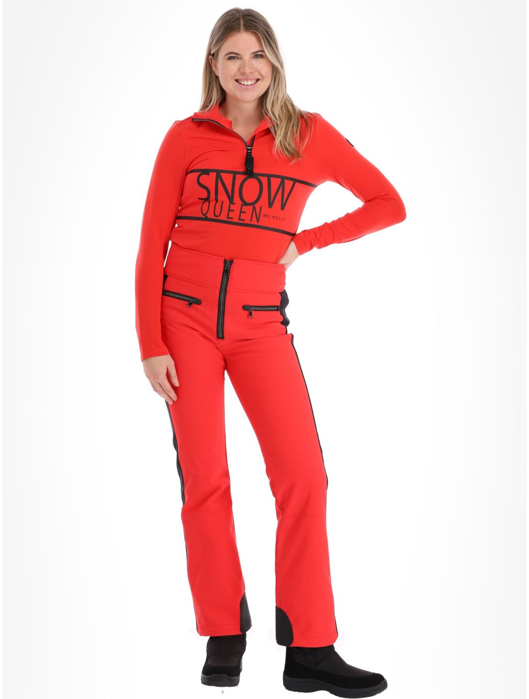 Kelly, April pantalon de ski en softshell femmes Red / Black noir, rouge 