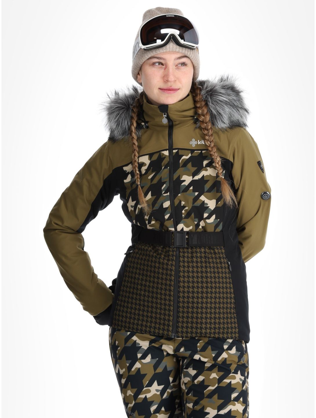 Kilpi, Clair veste de ski modèle chauffé femmes Khaki noir, vert 