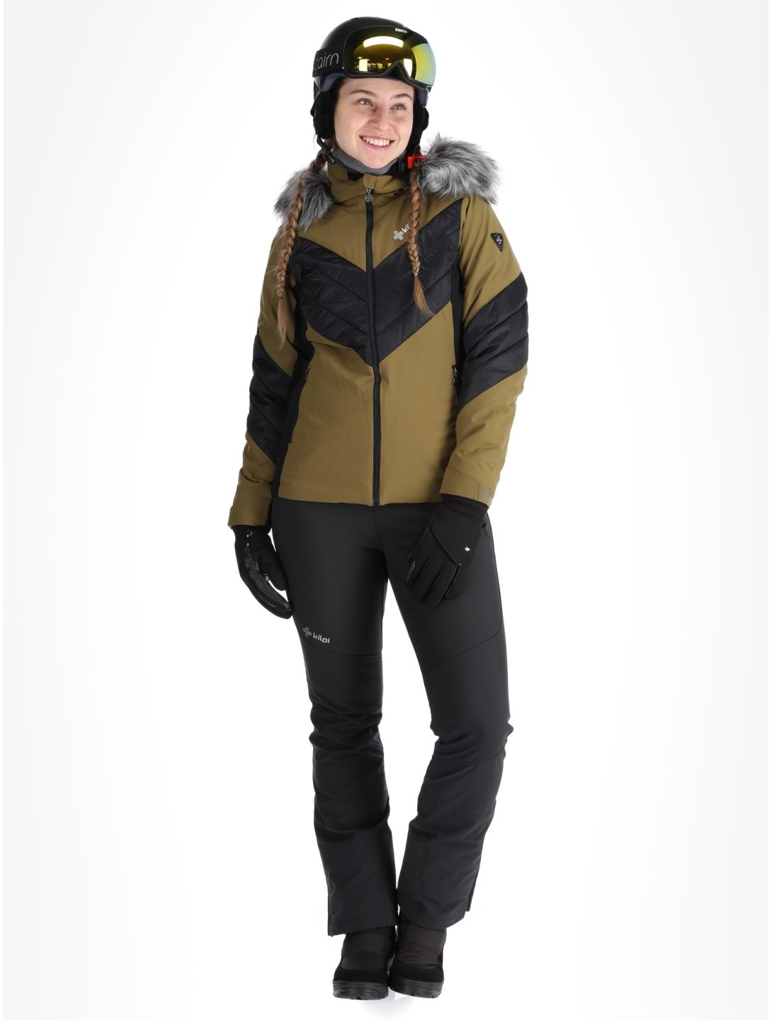 Kilpi, Lin veste de ski femmes Khaki noir, vert 