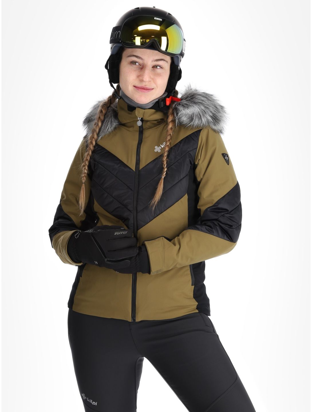 Kilpi, Lin veste de ski femmes Khaki noir, vert 