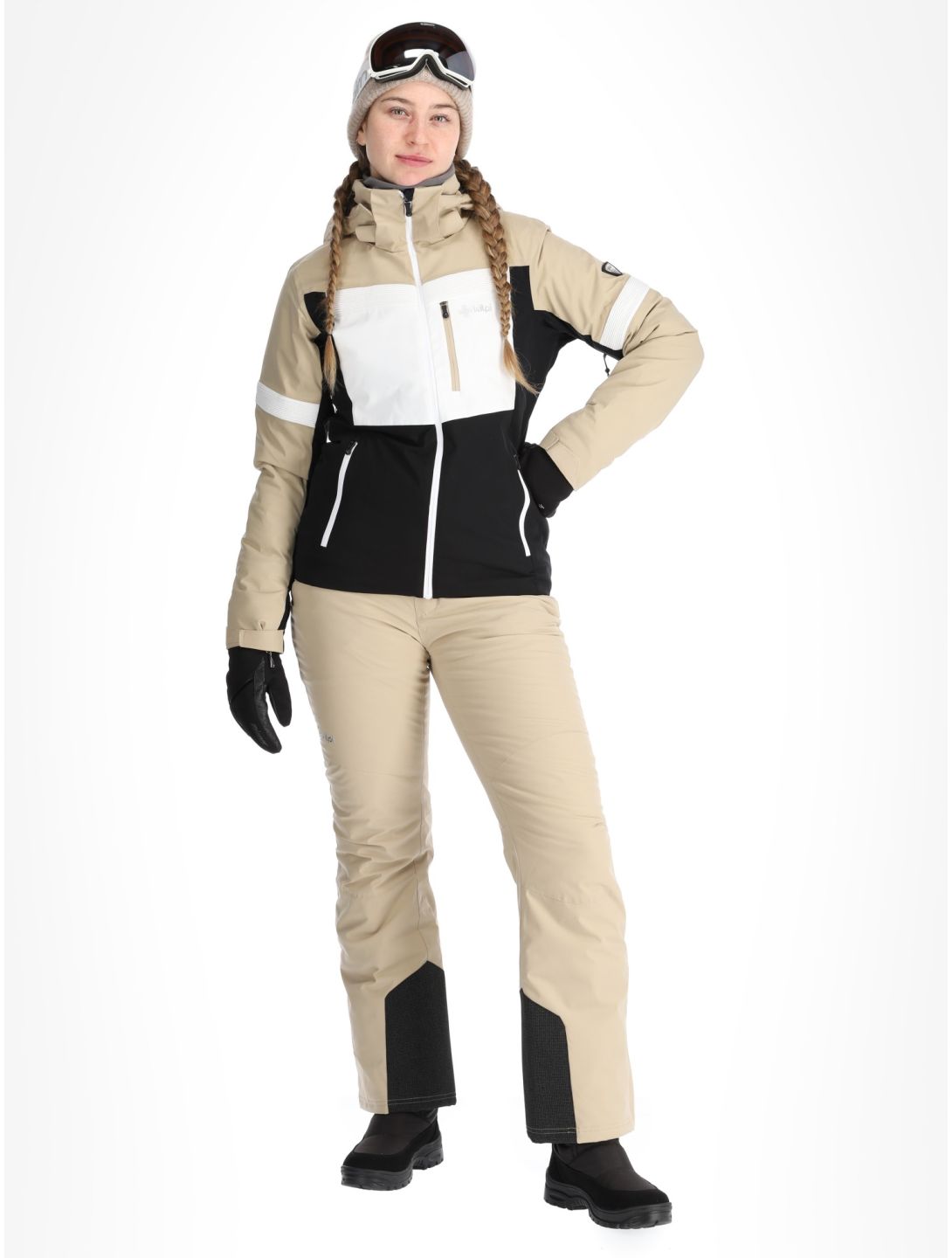 Kilpi, Valera veste de ski femmes Beige beige, blanc, noir 