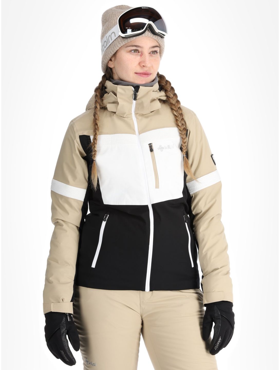 Kilpi, Valera veste de ski femmes Beige beige, blanc, noir 