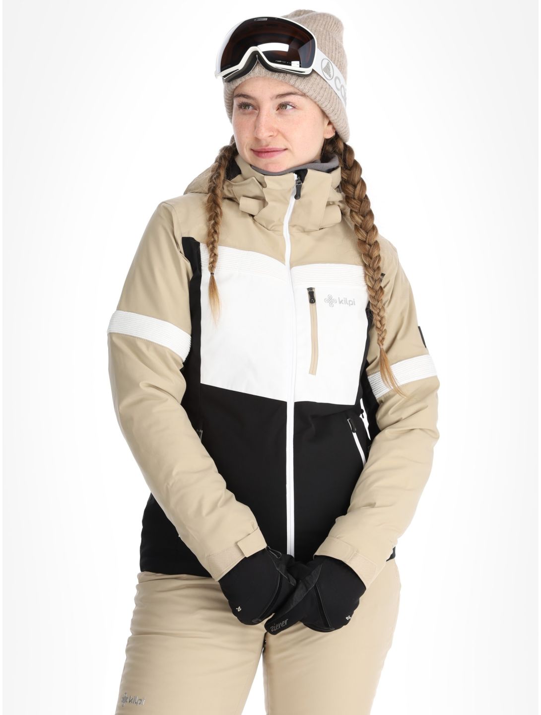 Kilpi, Valera veste de ski femmes Beige beige, blanc, noir 