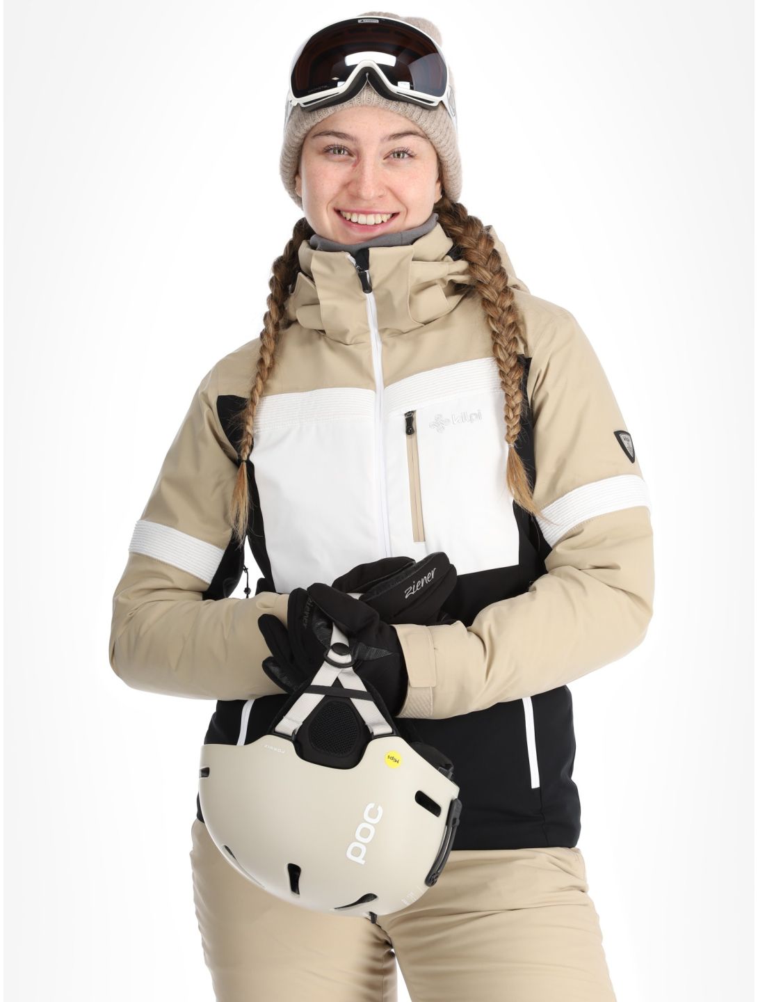 Kilpi, Valera veste de ski femmes Beige beige, blanc, noir 