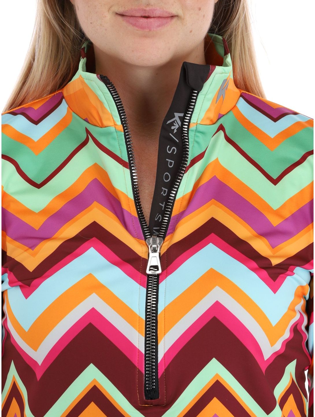 Kou Sportswear, Chevron pull de ski femmes Colourful multicolore, orange, vert 