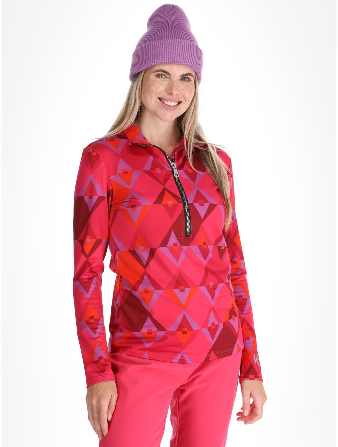 Kou Sportswear, Pully pull de ski femmes Pink / Red rose, rouge 