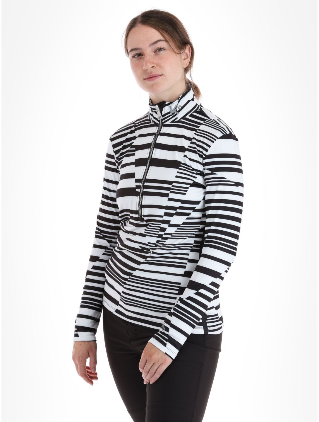 Kou Sportswear, Stripes pull de ski femmes Black-White blanc, noir 